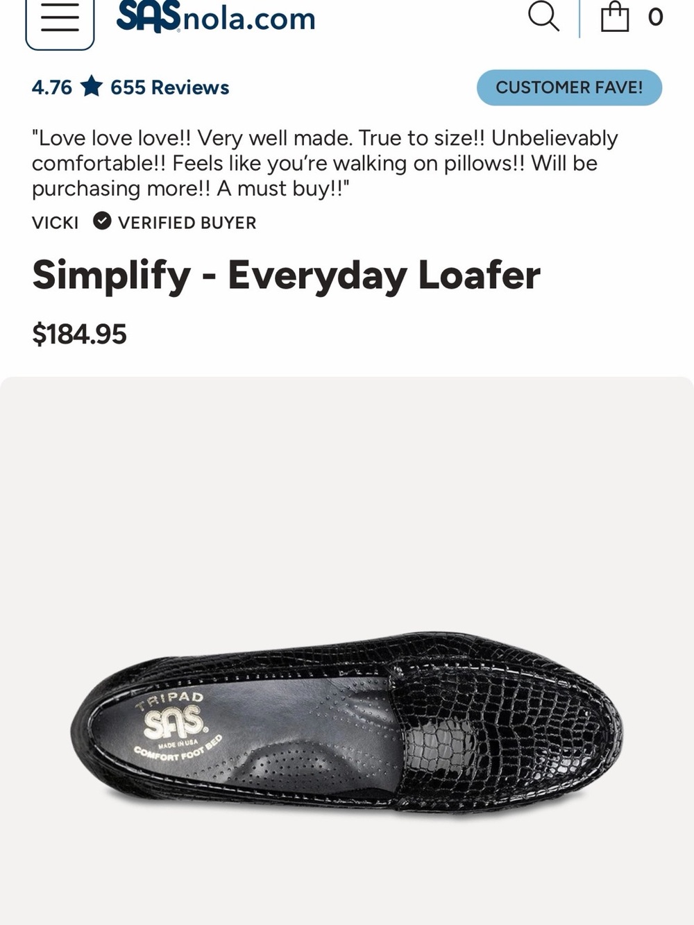 SAS Croc Design Loafer - Black